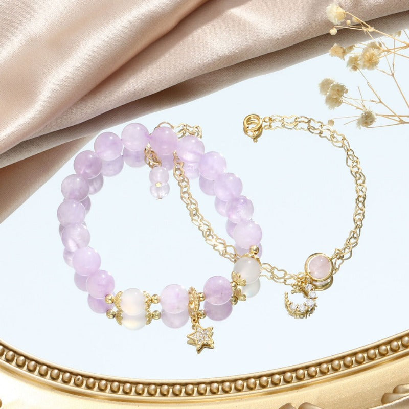 Lavender Amethyst Crystal Bracelet for Women – INS-Style Minimalist Love Charm | Handmade Friendship & Couple Gift Jewelry