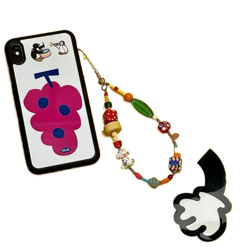 Dopamine phone charm with colorful beads. Cute multi-use strap for phone, bag, or camera. A joyful, trendy accessory for aesthetic lovers.