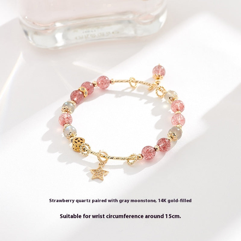Rose Quartz Crystal Bracelet for Girls – Sweet Friendship Gift Jewelry for Birthday | Natural Pink Crystal Women Beaded Bracelet