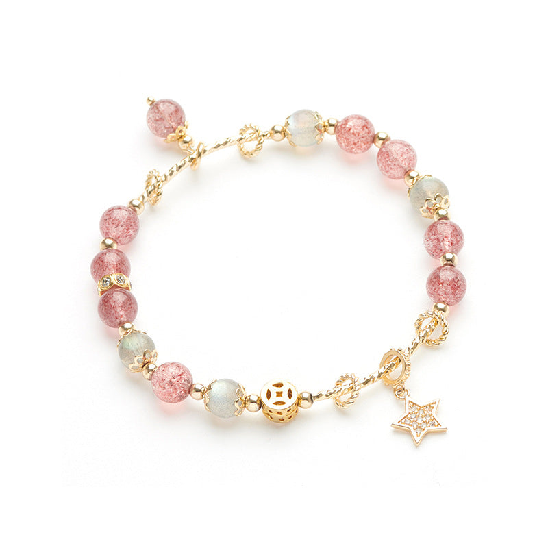 Rose Quartz Crystal Bracelet for Girls – Sweet Friendship Gift Jewelry for Birthday | Natural Pink Crystal Women Beaded Bracelet