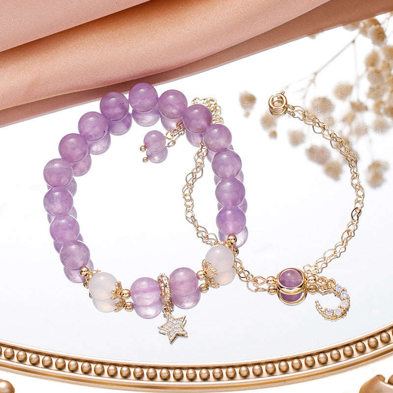 Lavender Amethyst Crystal Bracelet for Women – INS-Style Minimalist Love Charm | Handmade Friendship & Couple Gift Jewelry