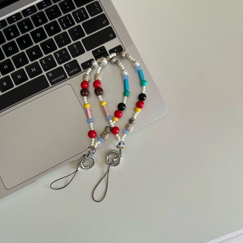 INS niche color stone DIY bracelet beads mobile phone case lanyard CCD camera pendant bag pendant decoration