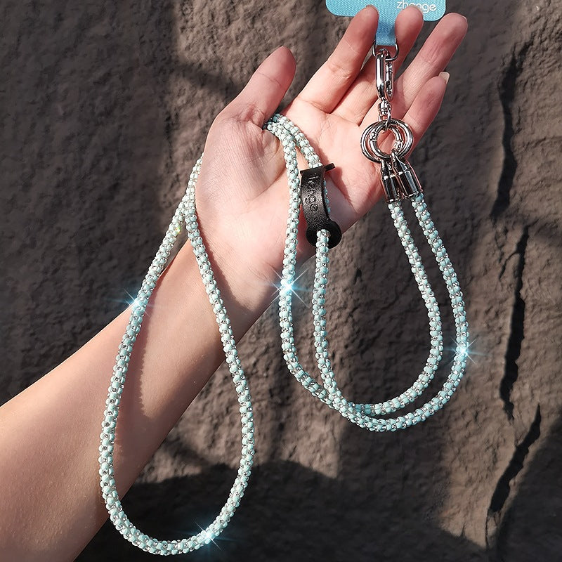 Crossbody flash diamond mobile phone lanyard ins female Xiaoxiangfeng outdoor long travel advanced sense mobile phone chain bag lanyard