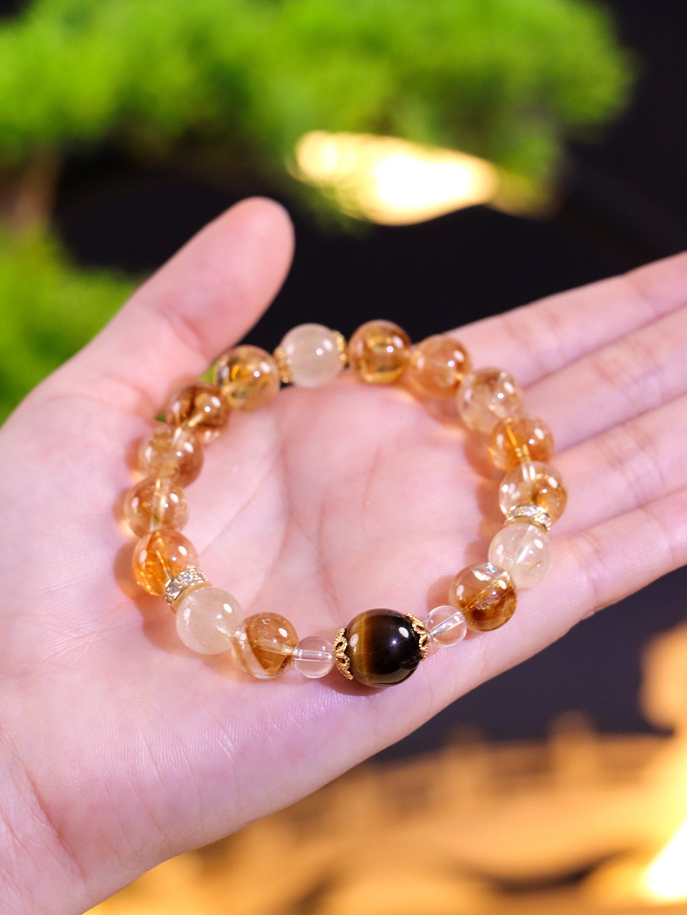 Fortune-Attracting Natural Yellow Pagoda Crystal Golden Tiger's Eye Tumbled Stone Beaded Crystal Bracelet for Women, Yellow Tiger Eye Jewelry Protect confidence