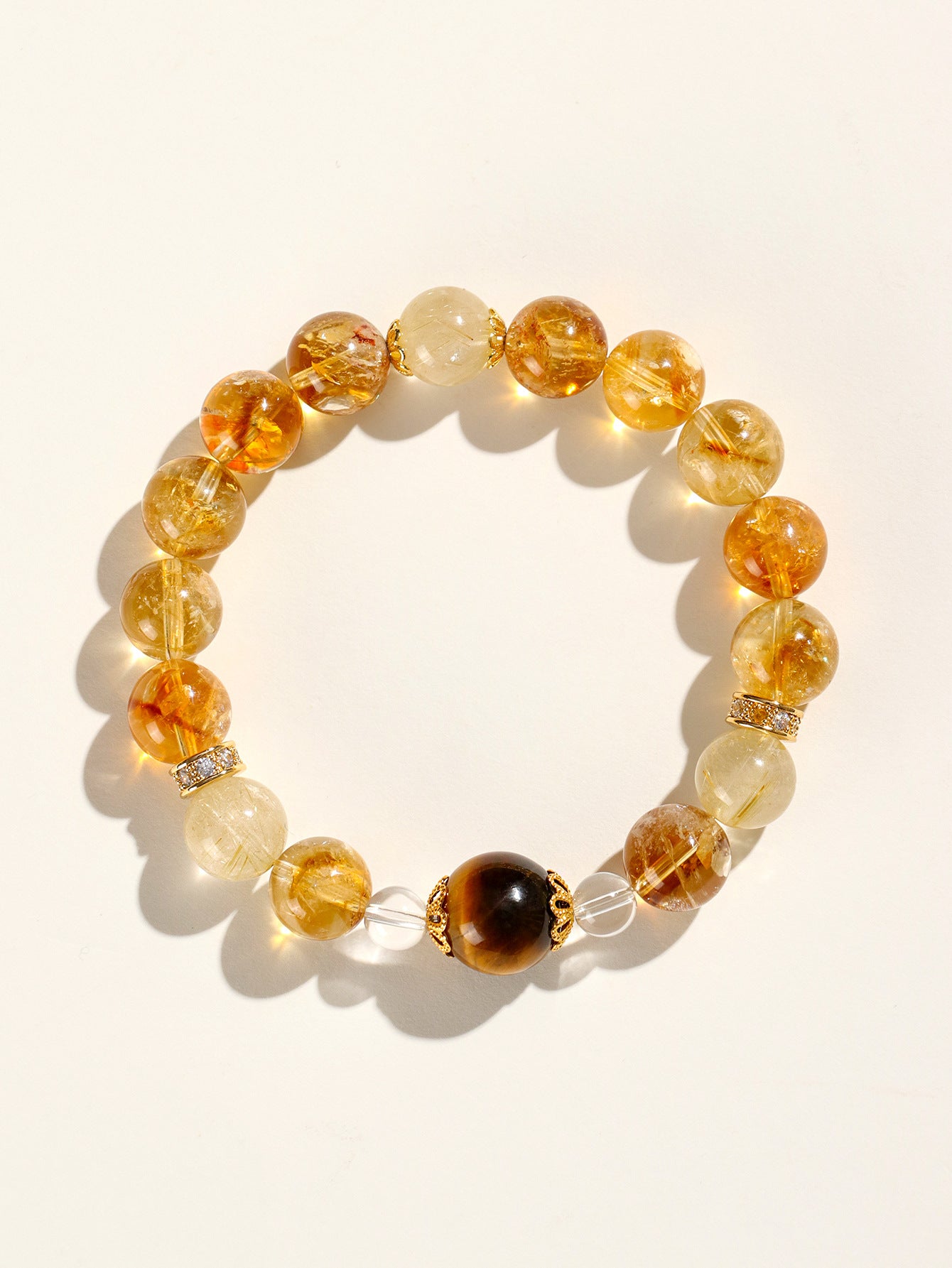 Fortune-Attracting Natural Yellow Pagoda Crystal Golden Tiger's Eye Tumbled Stone Beaded Crystal Bracelet for Women, Yellow Tiger Eye Jewelry Protect confidence