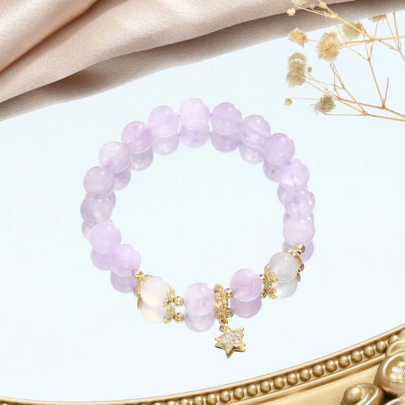 Lavender Amethyst Crystal Bracelet for Women – INS-Style Minimalist Love Charm | Handmade Friendship & Couple Gift Jewelry
