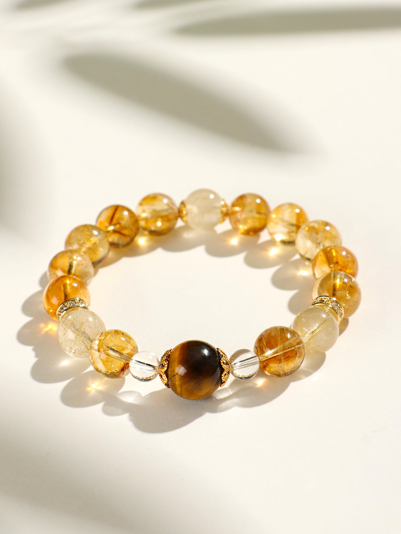 Fortune-Attracting Natural Yellow Pagoda Crystal Golden Tiger's Eye Tumbled Stone Beaded Crystal Bracelet for Women, Yellow Tiger Eye Jewelry Protect confidence