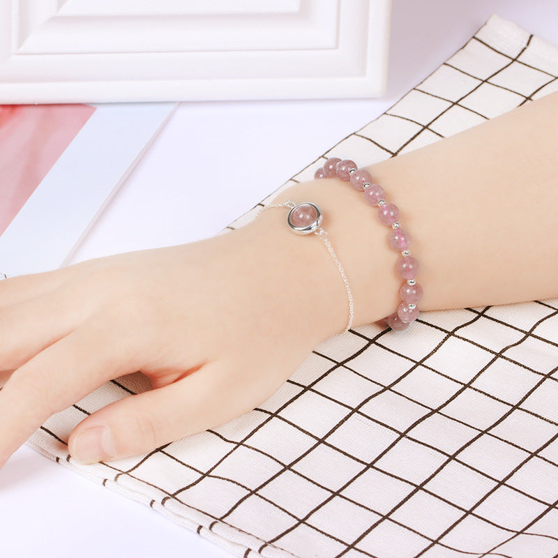 Strawberry Quartz & Rose Quartz Double Layer Bracelet – Lucky Pink Crystal Charm for Women | Attract Love & Custom Design Available