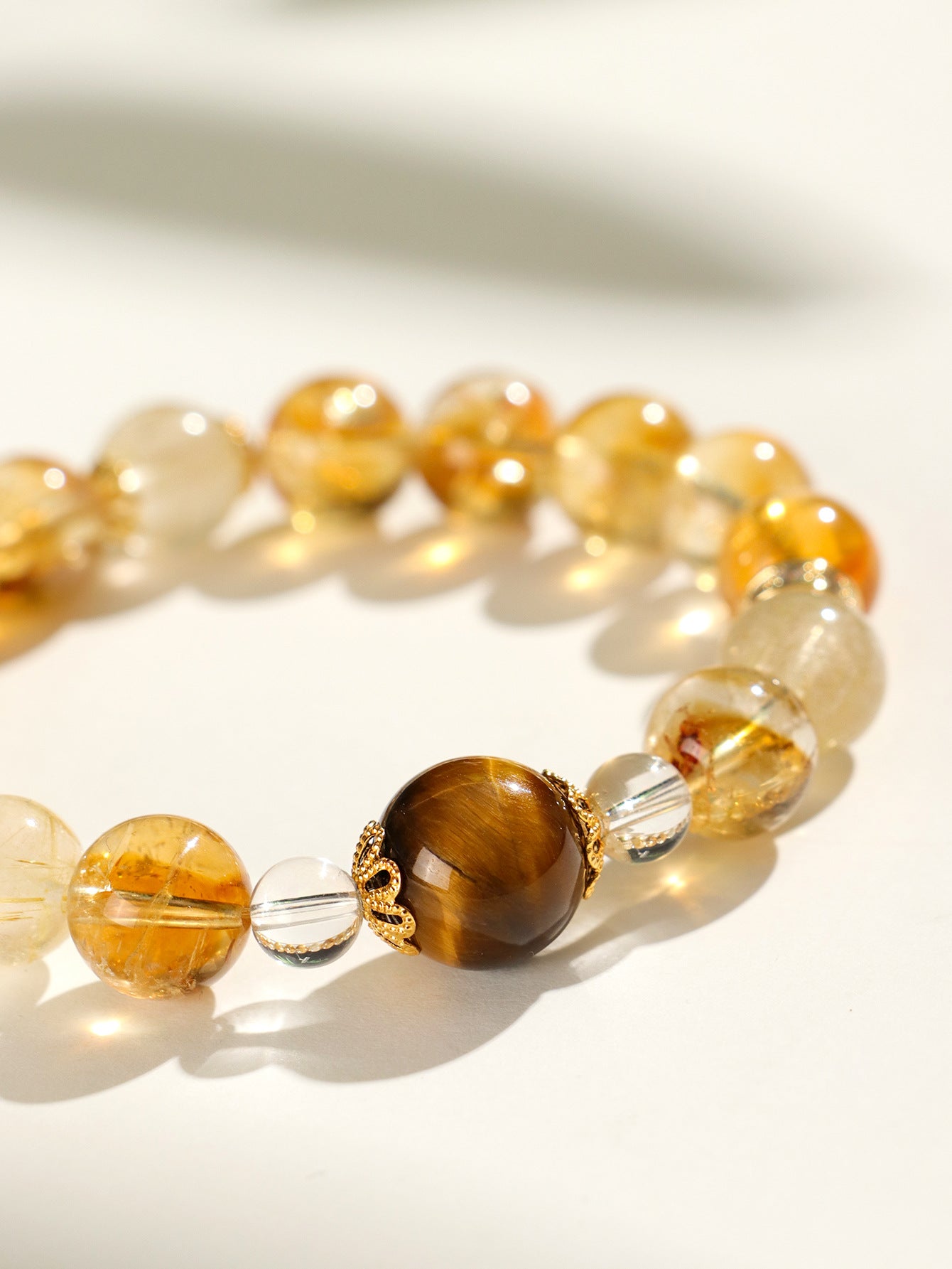 Fortune-Attracting Natural Yellow Pagoda Crystal Golden Tiger's Eye Tumbled Stone Beaded Crystal Bracelet for Women, Yellow Tiger Eye Jewelry Protect confidence