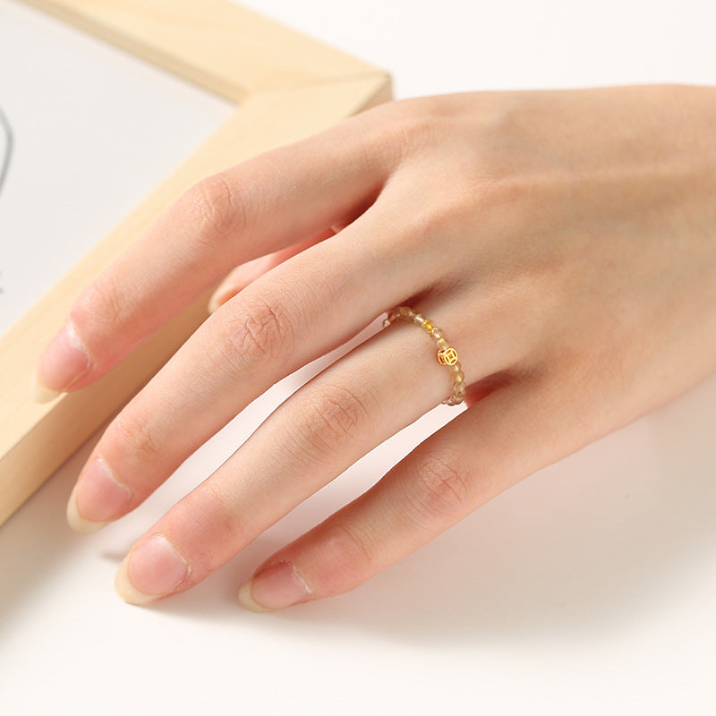 2mm Dainty Rainbow Tourmaline Ring for Women – Gem Stone Crystal with Pearl Stack able Lucky Ring For Girls Decoration