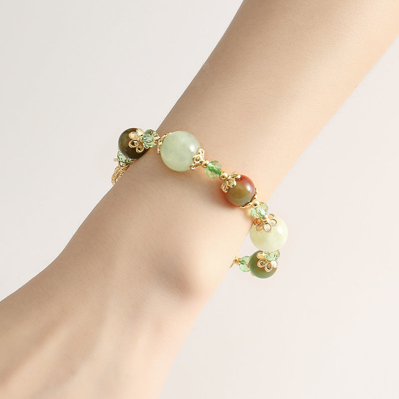“Deer With You” Prehnite Crystal Bracelet – Natural Agate Beaded Reindeer Charm Jewelry | Christmas Gift for Her | INS-Inspired Design