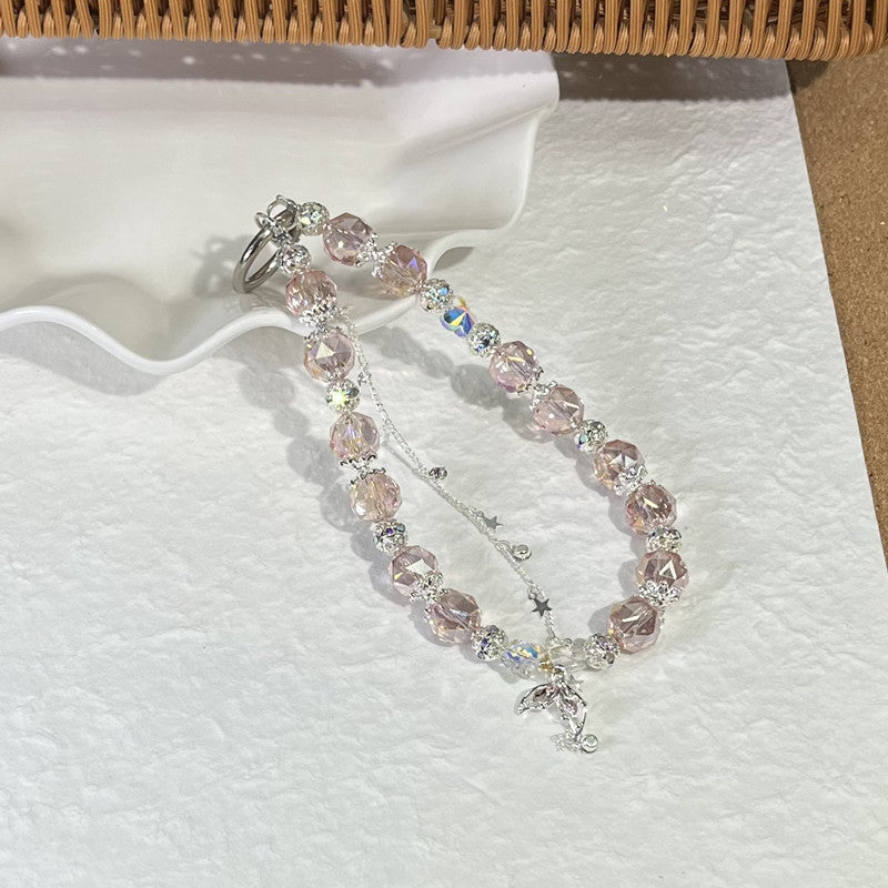 Sparkling DIY Crystal Beaded Phone Chain Kit – Custom Wrist Strap, Charm Cord & Jewelry Making Material Anti- lost for Lady
