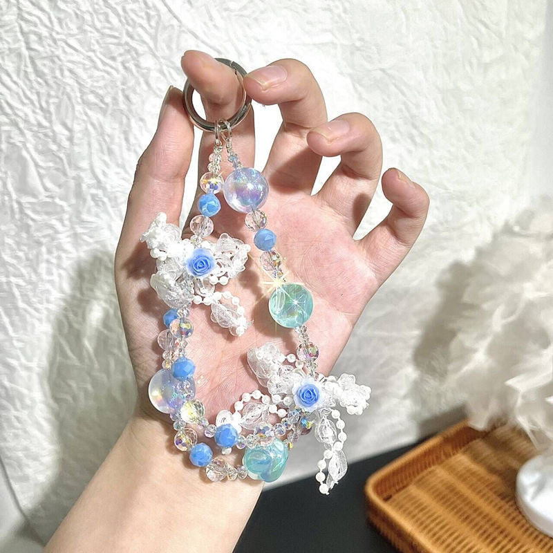 Gradient Crystal Beaded Phone Wrist Strap – Original Design Anti-Drop Hand Chain for Girls