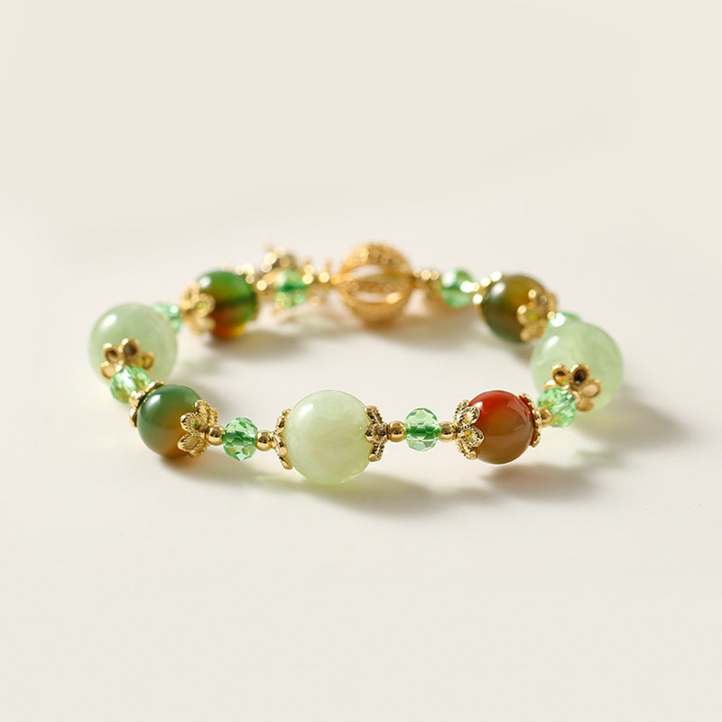 “Deer With You” Prehnite Crystal Bracelet – Natural Agate Beaded Reindeer Charm Jewelry | Christmas Gift for Her | INS-Inspired Design