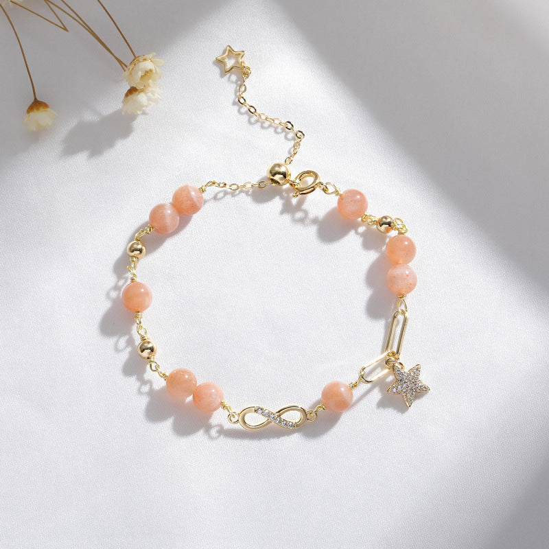 Natural crystal bracelet new exquisite and small temperament Mobius jewelry sun stone bracelet spot wholesale