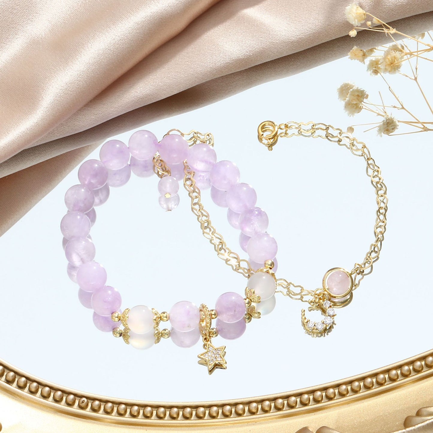 Lavender Amethyst Crystal Bracelet for Women – INS-Style Minimalist Love Charm | Handmade Friendship & Couple Gift Jewelry