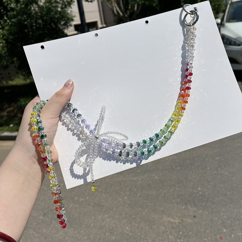 Girls DIY Rainbow Crystal Crossbody Phone Chain – Beaded Phone Strap Lanyard | Handmade Bag & Phone Accessory