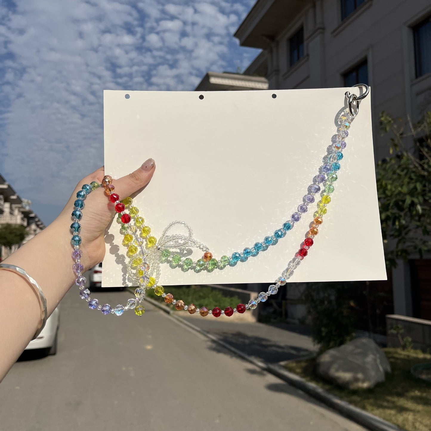 Girls DIY Rainbow Crystal Crossbody Phone Chain – Beaded Phone Strap Lanyard | Handmade Bag & Phone Accessory