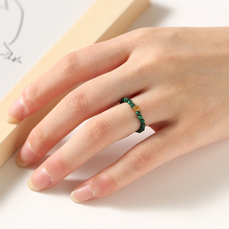 2mm Dainty Rainbow Tourmaline Ring for Women – Gem Stone Crystal with Pearl Stack able Lucky Ring For Girls Decoration