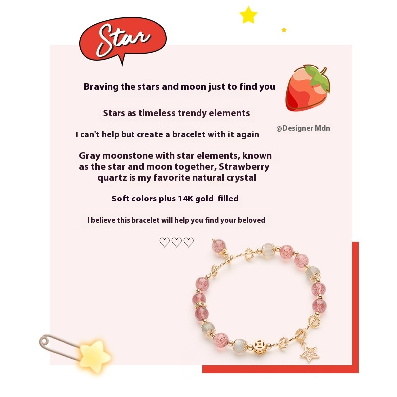 Rose Quartz Crystal Bracelet for Girls – Sweet Friendship Gift Jewelry for Birthday | Natural Pink Crystal Women Beaded Bracelet