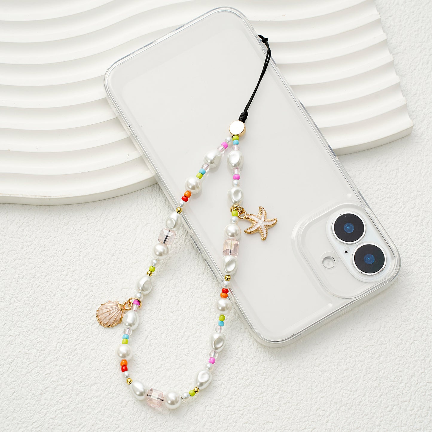 Luxury Pearl Beaded Crystal Phone Charm Strap – Cute Bow Design Wrist Lanyard for Girls – Aesthetic Phone Chain for Case, Earbuds, Wallet & Keys