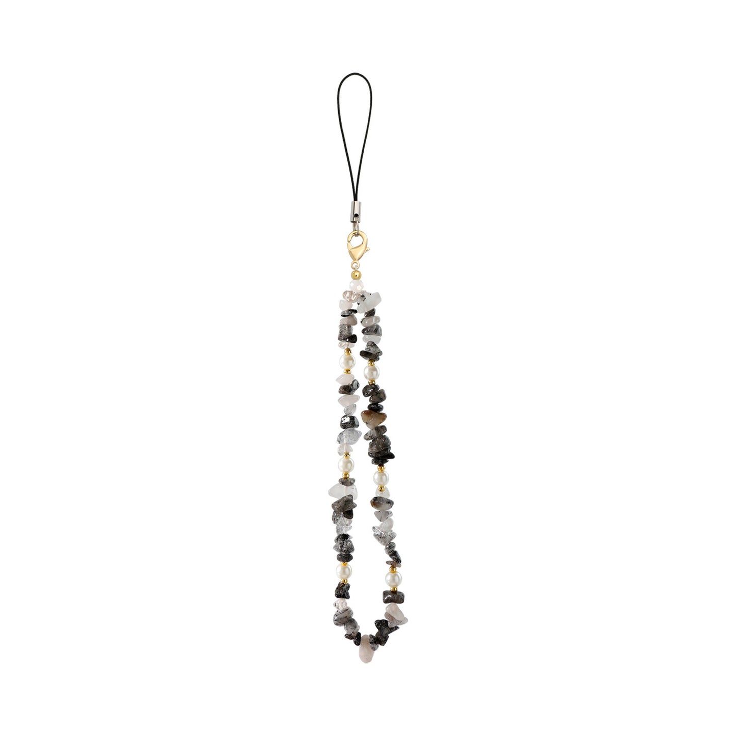 Natural Crystal Chip Stone Beaded Phone Lanyard – Raw Gemstone & Pearl Charm Strap for Phones, Wallets, Earbuds, Keys | Boho Chic Mobile Accessory