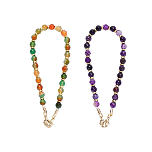 Colorful Malachite Gemstone Beaded Phone Strap – Handmade Crystal & Agate Phone Charm | Luxury Artisanal Phone Lanyard for Women