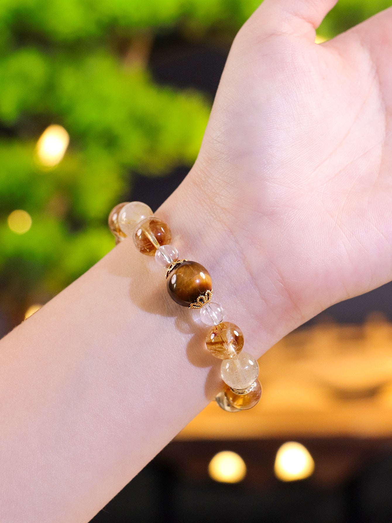 Fortune-Attracting Natural Yellow Pagoda Crystal Golden Tiger's Eye Tumbled Stone Beaded Crystal Bracelet for Women, Yellow Tiger Eye Jewelry  Protect confidence