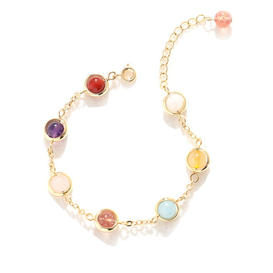 Korean Sweet Style Rainbow Crystal Bracelet – Colorful Candy Beads for Women, Fairycore Lucky Charm Handmade Jewelry