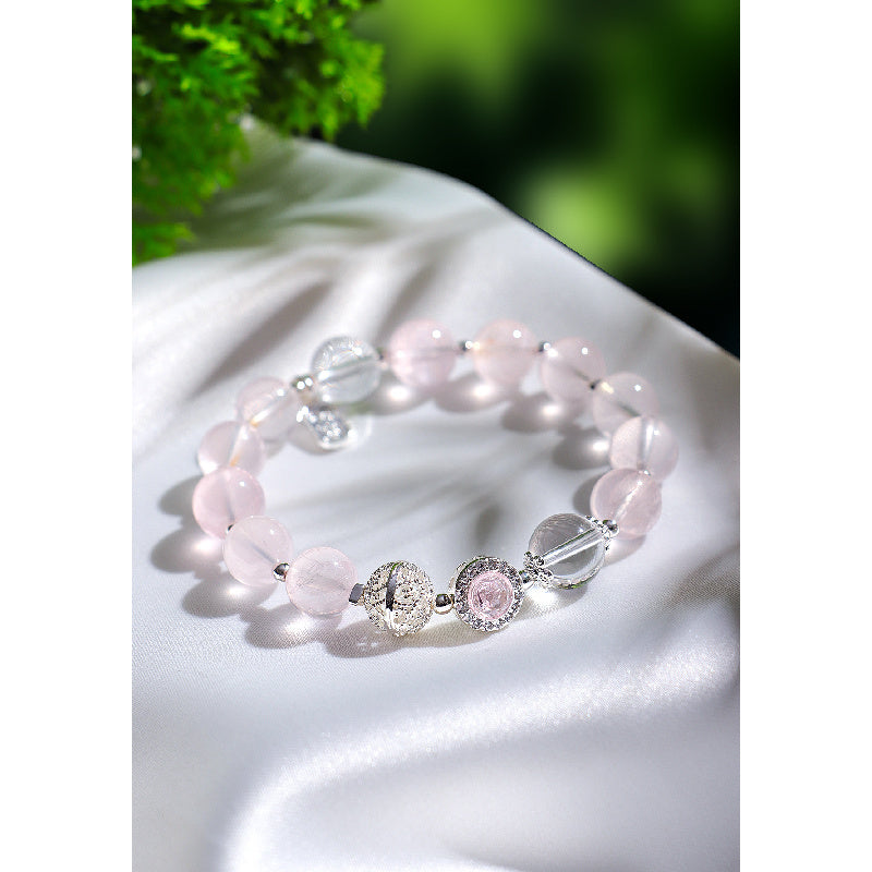 10mm Natural Rose Quartz stone of love Beaded Bracelets for Women – Cute INS Style Crystal Jewelry for Girls, Students & Best Friends