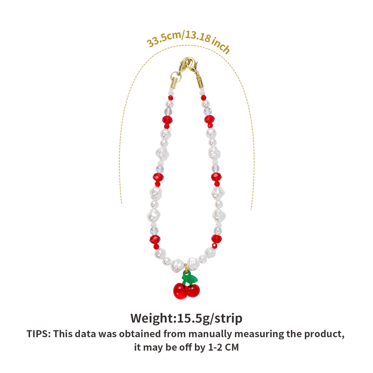 High-end Fashion Cherry Phone Chain Beaded INS Style Korean Version Girl Style Anti-lost Pearl Phone Pendant