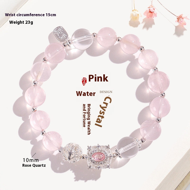 10mm Natural Rose Quartz stone of love Beaded Bracelets for Women – Cute INS Style Crystal Jewelry for Girls, Students & Best Friends