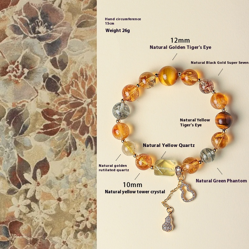 Natural Black Golden Super Seven Crystal Bracelet – Women’s High-End Multi-Gemstone Beaded Jewelry with Rutile Quartz & Amethyst