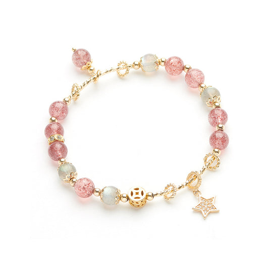 Rose Quartz Crystal Bracelet for Girls – Sweet Friendship Gift Jewelry for Birthday | Natural Pink Crystal Women Beaded Bracelet