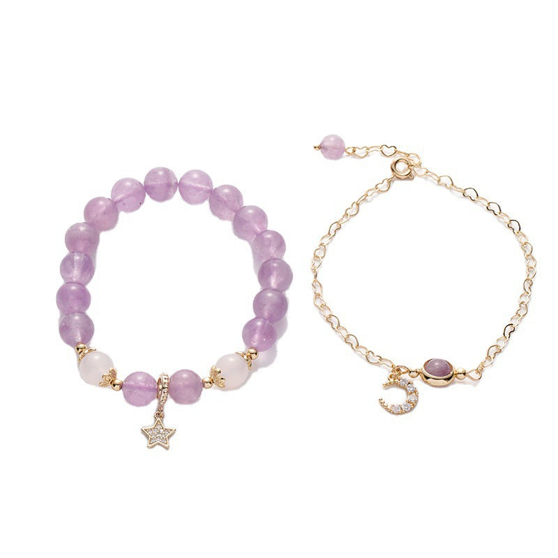 Lavender Amethyst Crystal Bracelet for Women – INS-Style Minimalist Love Charm | Handmade Friendship & Couple Gift Jewelry