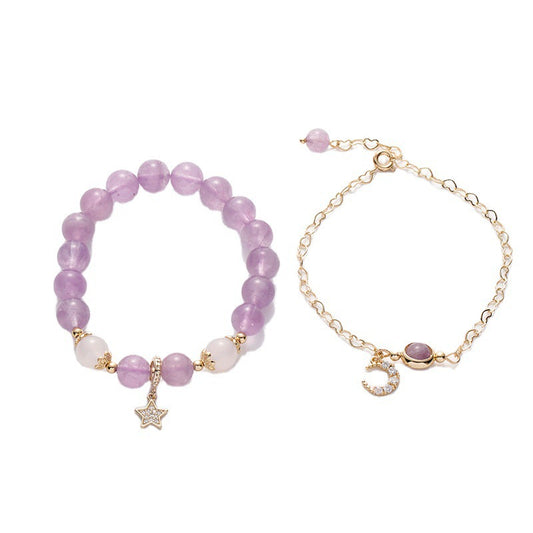 Lavender Amethyst Crystal Bracelet for Women – INS-Style Minimalist Love Charm | Handmade Friendship & Couple Gift Jewelry
