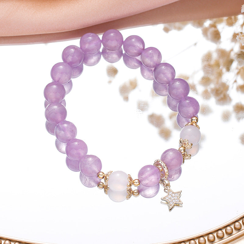 Lavender Amethyst Crystal Bracelet for Women – INS-Style Minimalist Love Charm | Handmade Friendship & Couple Gift Jewelry