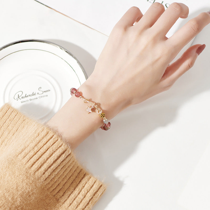 Rose Quartz Crystal Bracelet for Girls – Sweet Friendship Gift Jewelry for Birthday | Natural Pink Crystal Women Beaded Bracelet