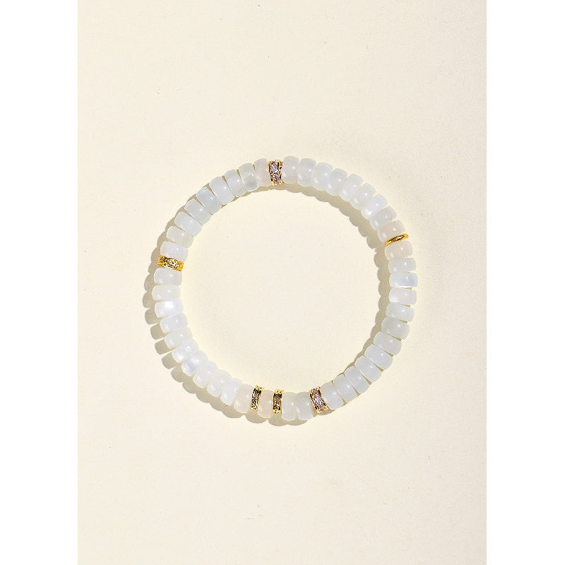 Natural Colorful Tourmaline Abacus Bead Bracelet for Women, Niche Fashion with a Sense of Sophistication, White Moonlight Tablet Direct Cut Bracelet Jewelry