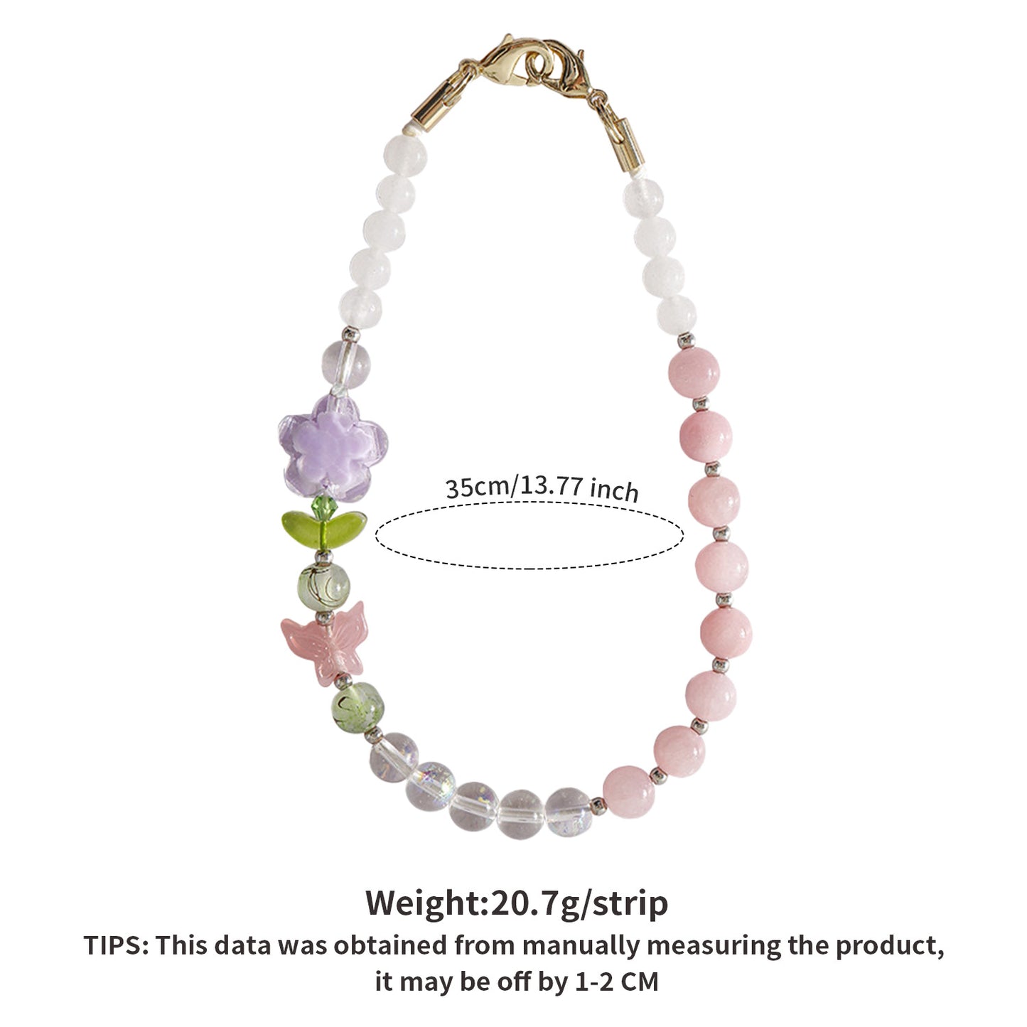 Cute Beaded Crystal Phone Strap – Floral Charm Anti-Lost Lanyard for Girls |   Sweet Aesthetic Wrist Strap for Phone, AirPods & Keys