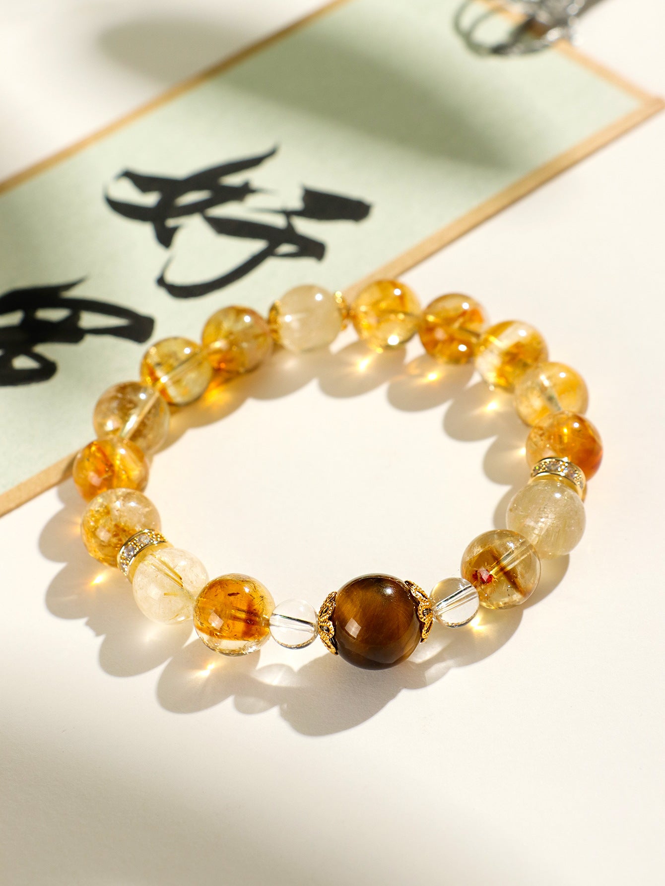 Fortune-Attracting Natural Yellow Pagoda Crystal Golden Tiger's Eye Tumbled Stone Beaded Crystal Bracelet for Women, Yellow Tiger Eye Jewelry  Protect confidence
