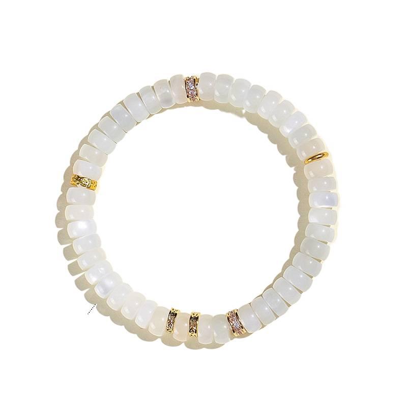 Natural Colorful Tourmaline Abacus Bead Bracelet for Women, Niche Fashion with a Sense of Sophistication, White Moonlight Tablet Direct Cut Bracelet Jewelry