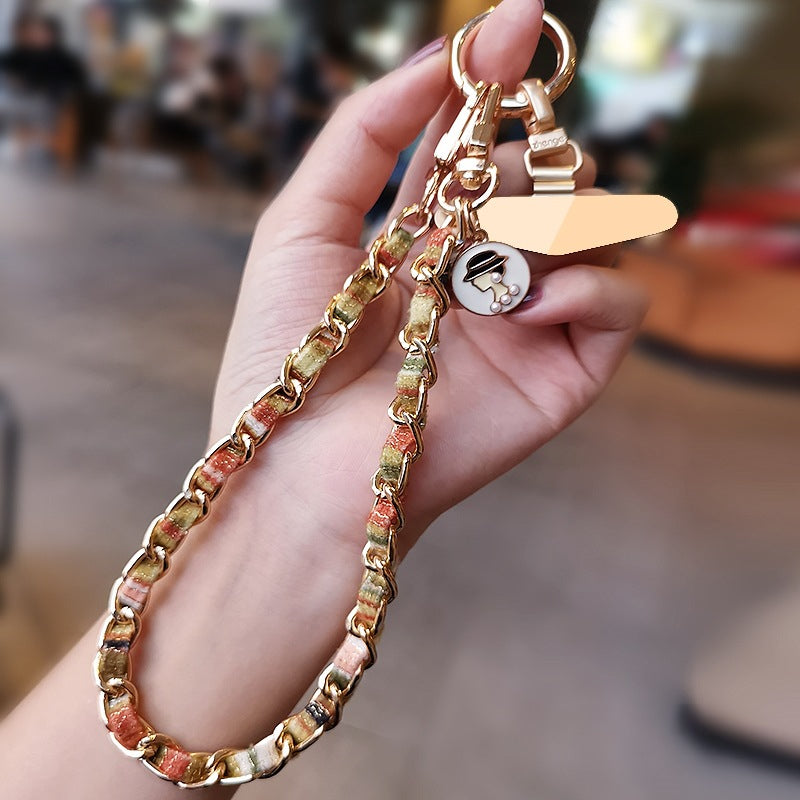 legant Chanel-inspired camellia phone strap with metal chain and charm/Long Crossbody Phone Strap / Lanyard for iPhone and Android Phone