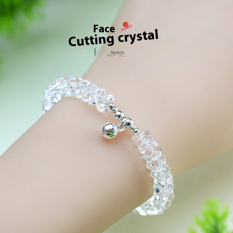 4×8mm Faceted White Crystal Bracelet – Minimalist Elegant Ice-Clear Beaded Jewelry for Women, Friendship Girl Student Gift