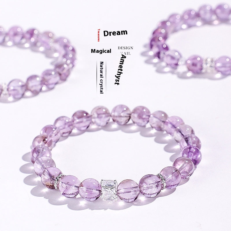 9mm Natural Bolivian Amethyst Beaded Bracelet for Women – Elegant & Stylish Crystal Jewelry for Healing & Fashion High-end Dreamy Amethyst Gift