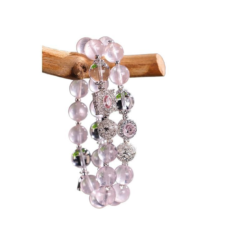 10mm Natural Rose Quartz stone of love Beaded Bracelets for Women – Cute INS Style Crystal Jewelry for Girls, Students & Best Friends