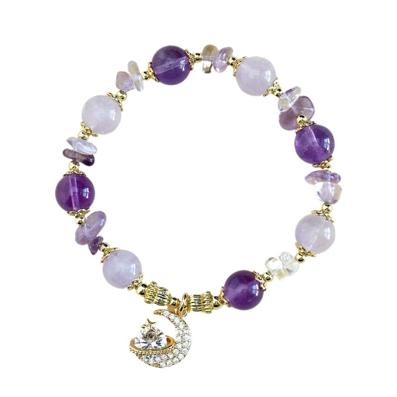 Fairy Tale Aquamarine & Blue Crystal Bracelet – Bridal Starry Sky Jewelry Gift for Women | White Quartz Snowflake-Inspired Beaded Chain