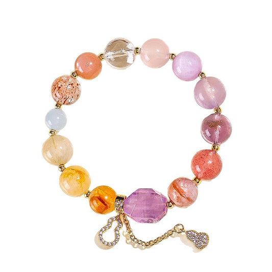 Natural Crystal Multi-Gem Amethyst Bracelet for Women Good Luck Hand String Jewelry