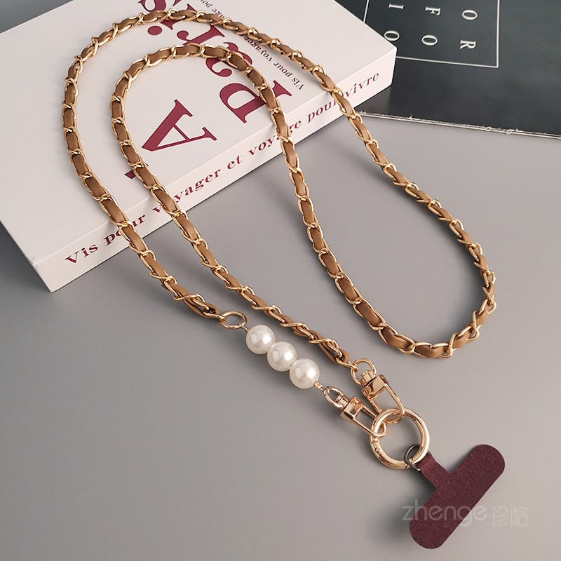 Hands-free with our pearl and metal crossbody phone strap,long chains FOR Bags Phones Perfect for travel, events, and daily wear