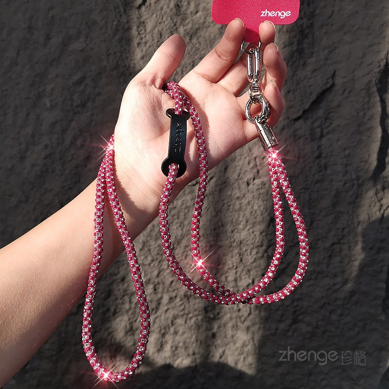 Crossbody flash diamond mobile phone lanyard ins female Xiaoxiangfeng outdoor long travel advanced sense mobile phone chain bag lanyard